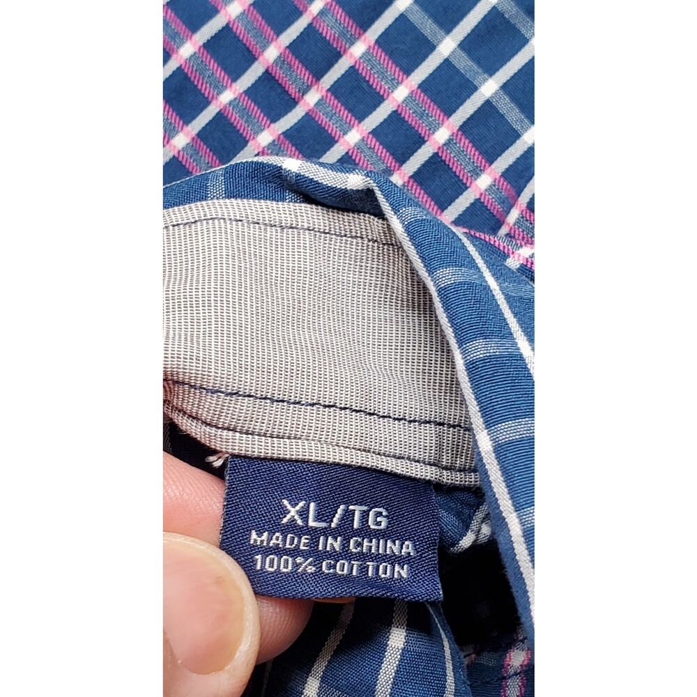 Tommy Bahama Shirt Mens Size XL Blue Check Cotton Button Up Long Sleeve C8 - Picture 6 of 9